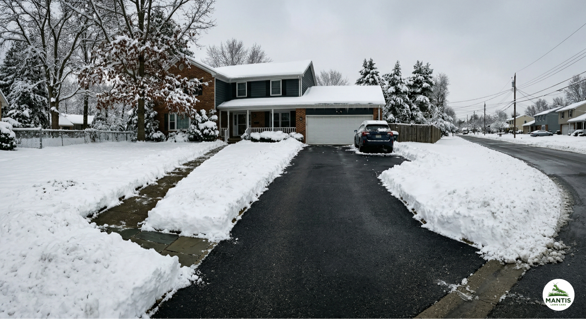 Completely cleared driveway after snow removal
